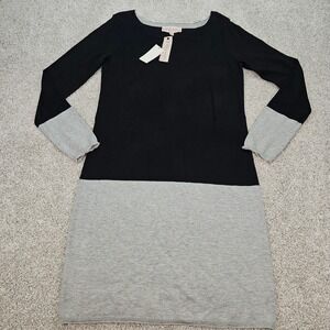 Philosophy Republic Clothing Colorblock Sweater Dress Knit Black Gray Medium
